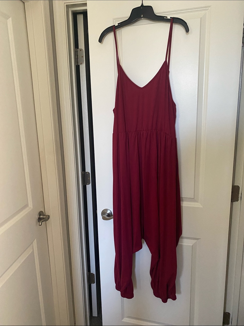 SHEIN Maroon Spaghetti-Strap Harem Jumpsuit